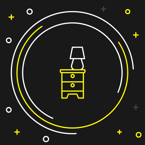 线条家具床头柜与台灯图标隔离图片下载