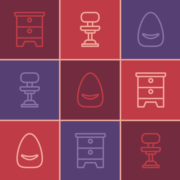 设置线条家具，床头柜坐垫和办公室图片下载