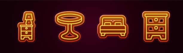 用灯圆设置线条家具床头柜图片下载