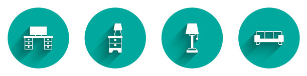 办公桌家具床头柜配台灯图片下载