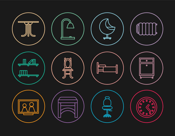 设置线钟家具，床头柜扶手椅图片下载