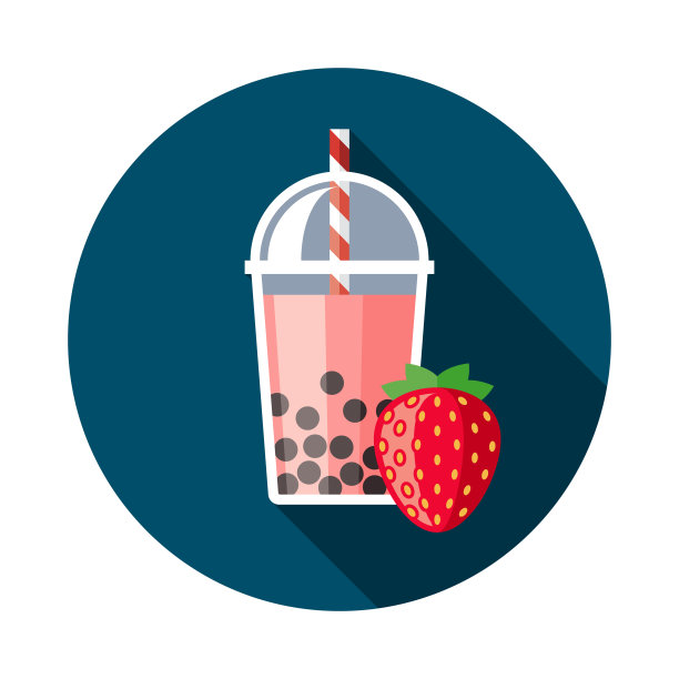 草莓泡泡茶风味图标图片下载