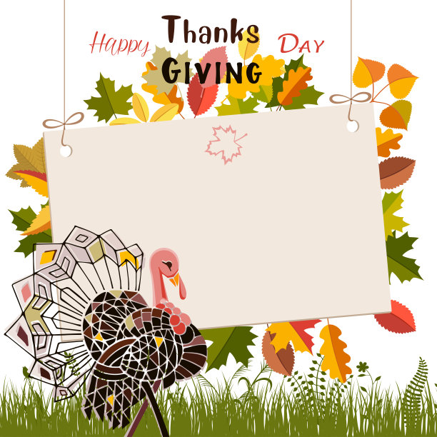 快乐的感恩节设计与横幅。图片下载