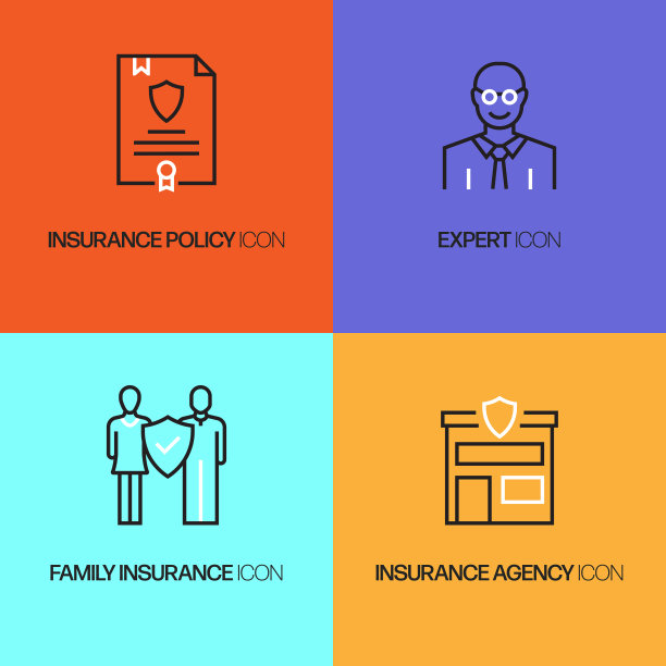 保险和保护相关的线图标，轮廓矢量符号说明。图片下载