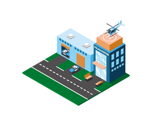 警察局等距矢量图片下载