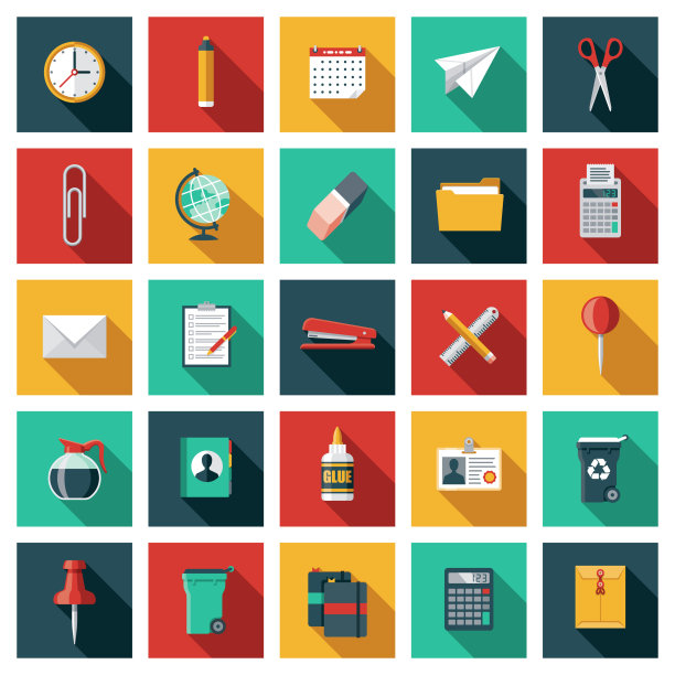办公用品图标套装图片下载