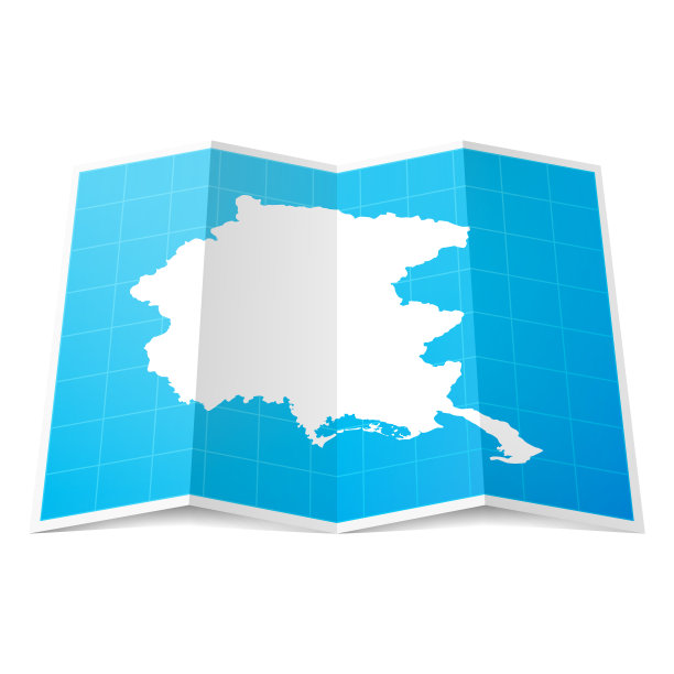 弗里利-威尼斯-朱利亚地图折叠，孤立在白色背景上图片下载