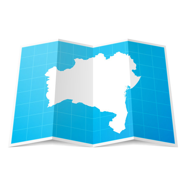 折叠的巴伊亚地图，孤立在白色背景上图片下载