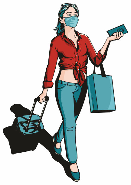 带面罩的女旅行者图片下载
