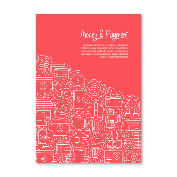货币和支付相关的对象和元素。手绘矢量涂鸦插图集合。海报，封面模板与不同的钱和支付对象图片下载