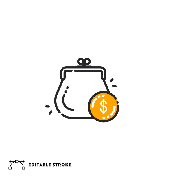 钱包与可编辑的描边线图标图片下载