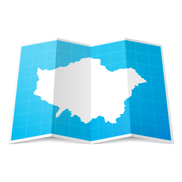 伦敦地图折叠，孤立在白色背景上图片下载