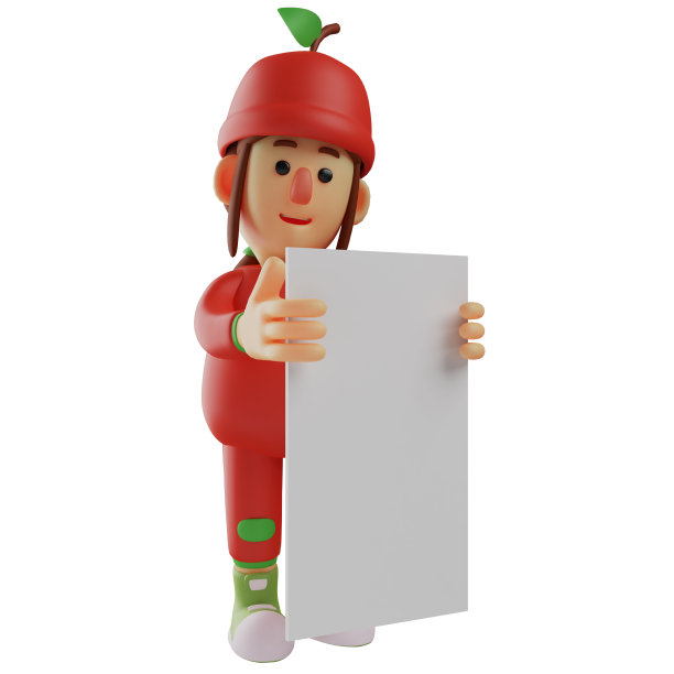 一个漂亮的3D水果女孩卡通图片有一个白板图片下载