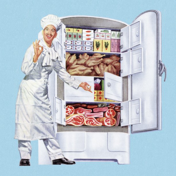 厨师展示冰箱内部图片下载