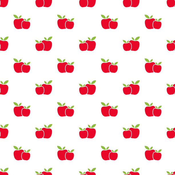 小红苹果孤立在白色的背景。可爱的水果无缝图案。矢量简单的平面图形插图。纹理。图片下载