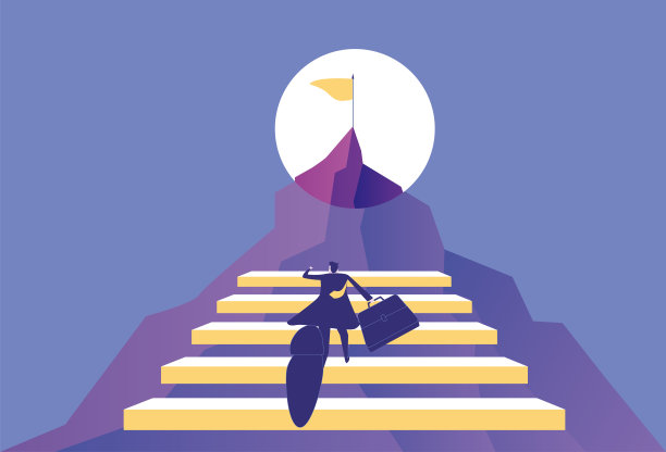 商人跑向山顶的目标图片下载