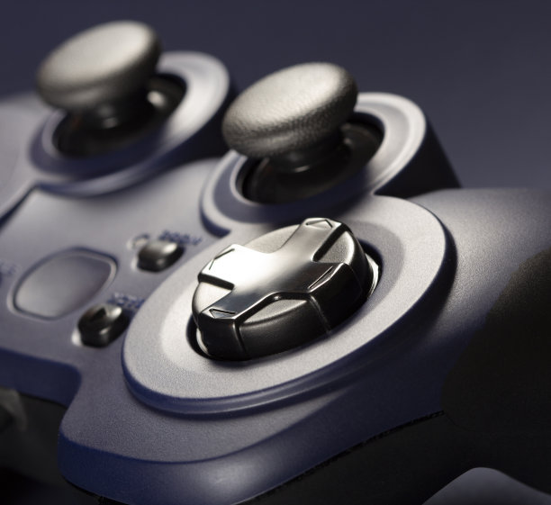 游戏手柄视频控制器，带有操纵杆和按钮的手柄，关闭图片下载