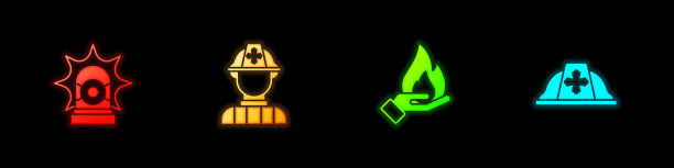 设置闪光警报器消防队员手握火图片下载