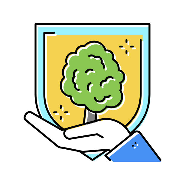 生态保护彩色图标矢量插图图片下载