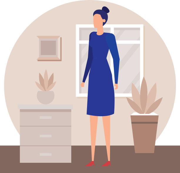 女商人在房子走廊工作图片下载