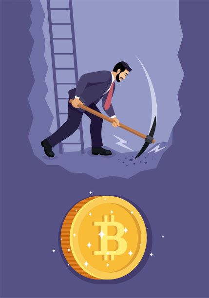 商人挖掘寻找加密货币。比特币加密货币挖矿。图片下载