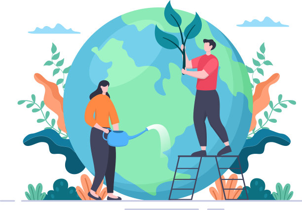 人们种植树木平卡通园艺图片下载