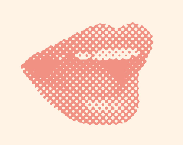 半色调点模式微笑的女性嘴唇图片下载