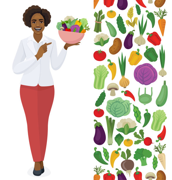 营养师医生用一碗蔬菜。推荐健康食品的非裔美国营养师。图片下载