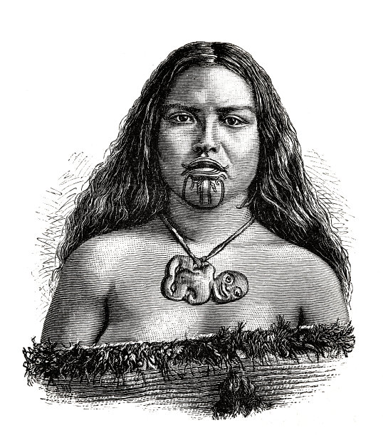 毛利妇女肖像，大头照，看着相机图片下载