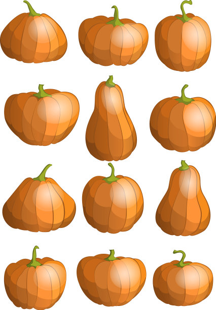 一套南瓜感恩节或万圣节图片下载