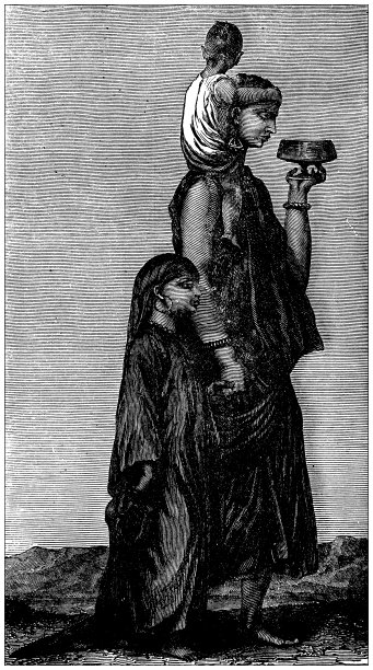 农村妇女古董插画图片下载