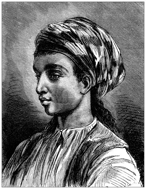 农村妇女古董插画图片下载