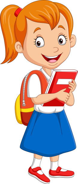 卡通学校女孩穿制服和书图片下载