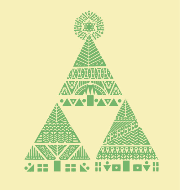 三棵抽象圣诞树图片下载