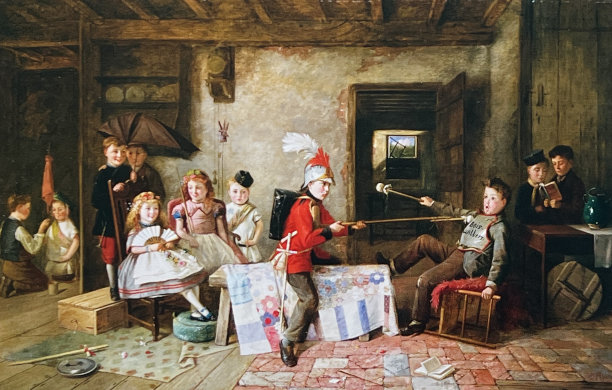 孩子们在玩沃尔特·斯科特的《艾凡赫》中的场景图片下载