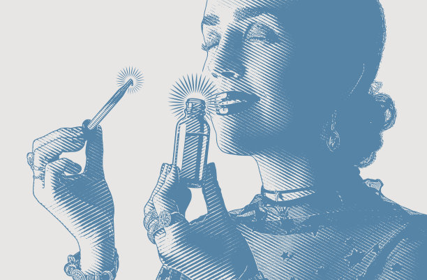 美女，精油和移液管图片下载