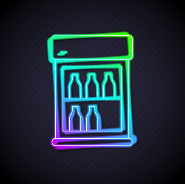 发光的霓虹灯线商业冰箱储存图片下载