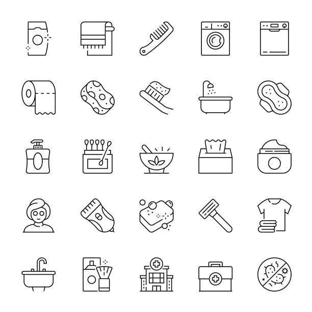 卫生和健康线图标集图片下载