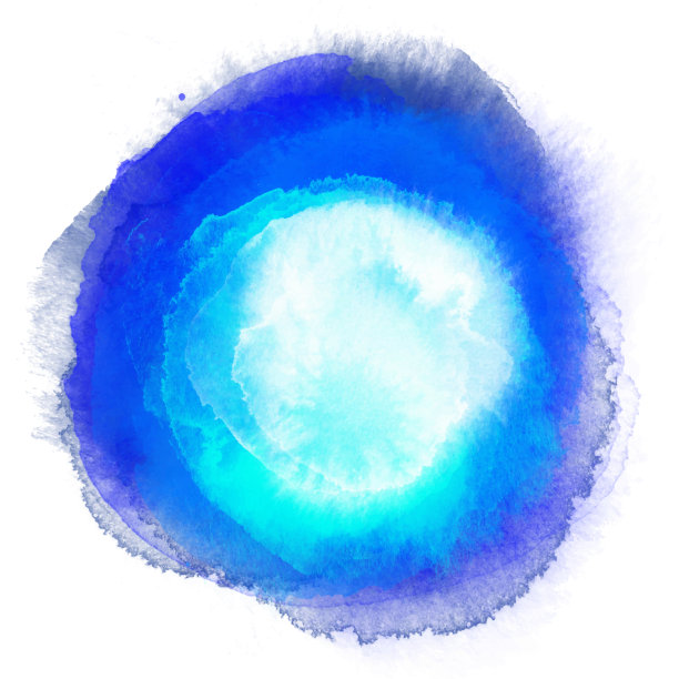 绿松石蓝色水彩圈飞溅设置孤立的白色背景。绿松石蓝色颜料溅出水滴的颜色边界。水彩笔触设计元素。蓝绿色手绘抽象纹理。图片下载
