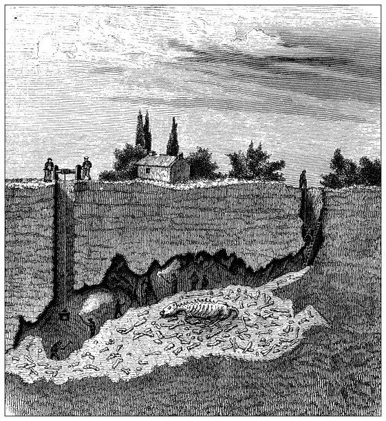 古董插图，地质学:威克斯沃斯洞穴，英国图片下载