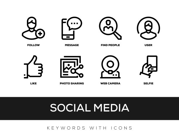 带有图标的社交媒体关键词图片下载