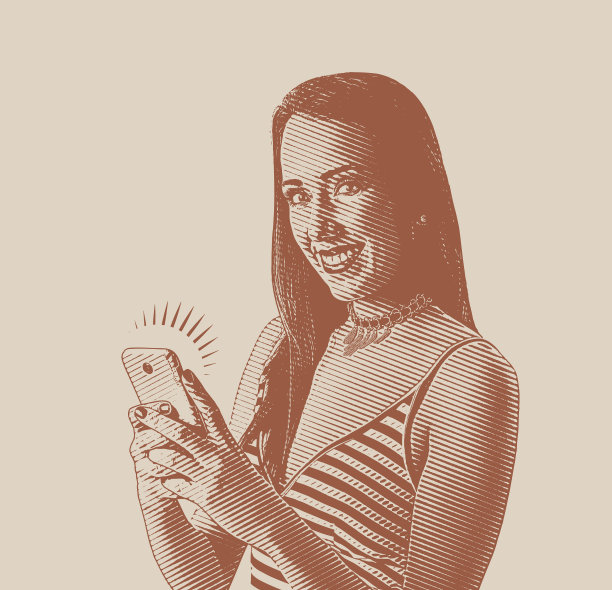 开朗的年轻女子正在打电话图片下载