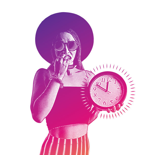 幽默的女人向量随着时间的推移而紧张图片下载