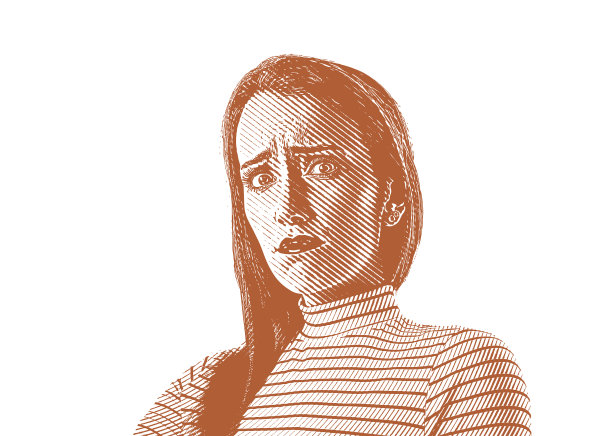 一个年轻女人的特写与紧张的面部表情图片下载