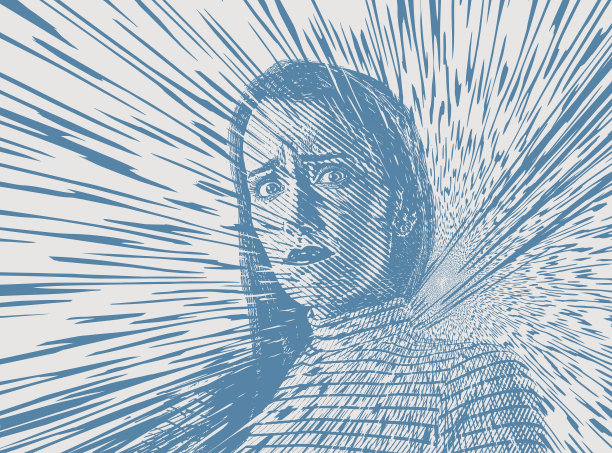 压力山大的年轻女子，身上带着矢量阳光图片下载