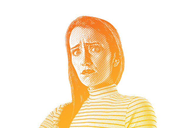 一个年轻女人的特写与紧张的面部表情图片下载