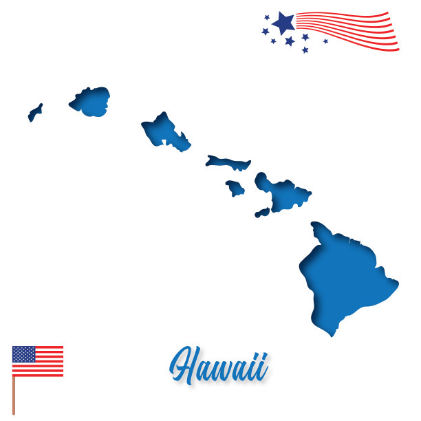 美国剪纸州图:夏威夷图片下载