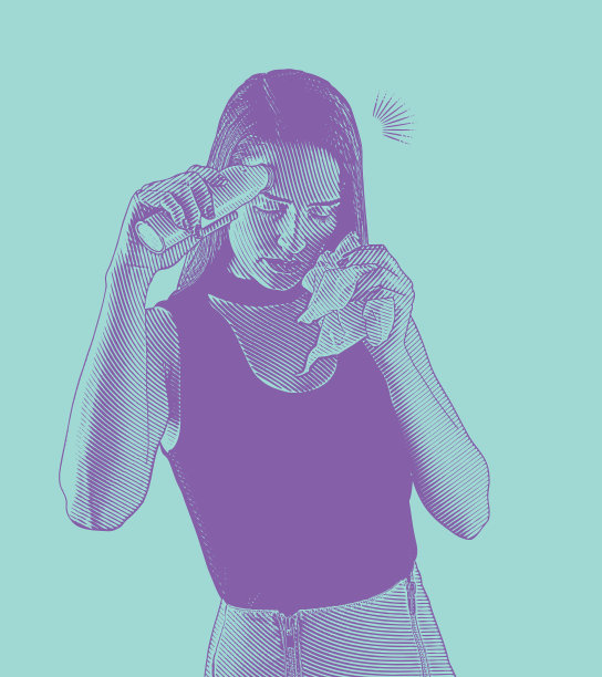 女人感觉不舒服，正在量体温图片下载