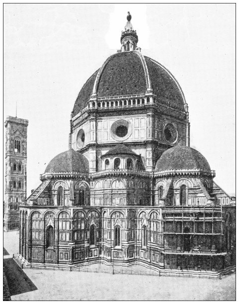 佛罗伦萨和托斯卡纳的古董旅行照片:圣母百花大教堂，佛罗伦萨大教堂图片下载