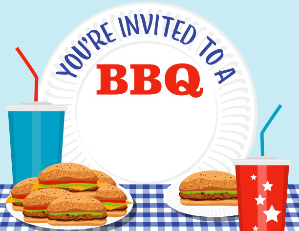 带复制空间的烧烤邀请模板图片下载